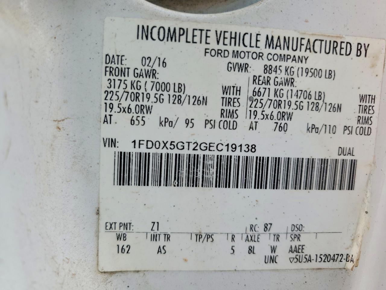 2016 FORD F550