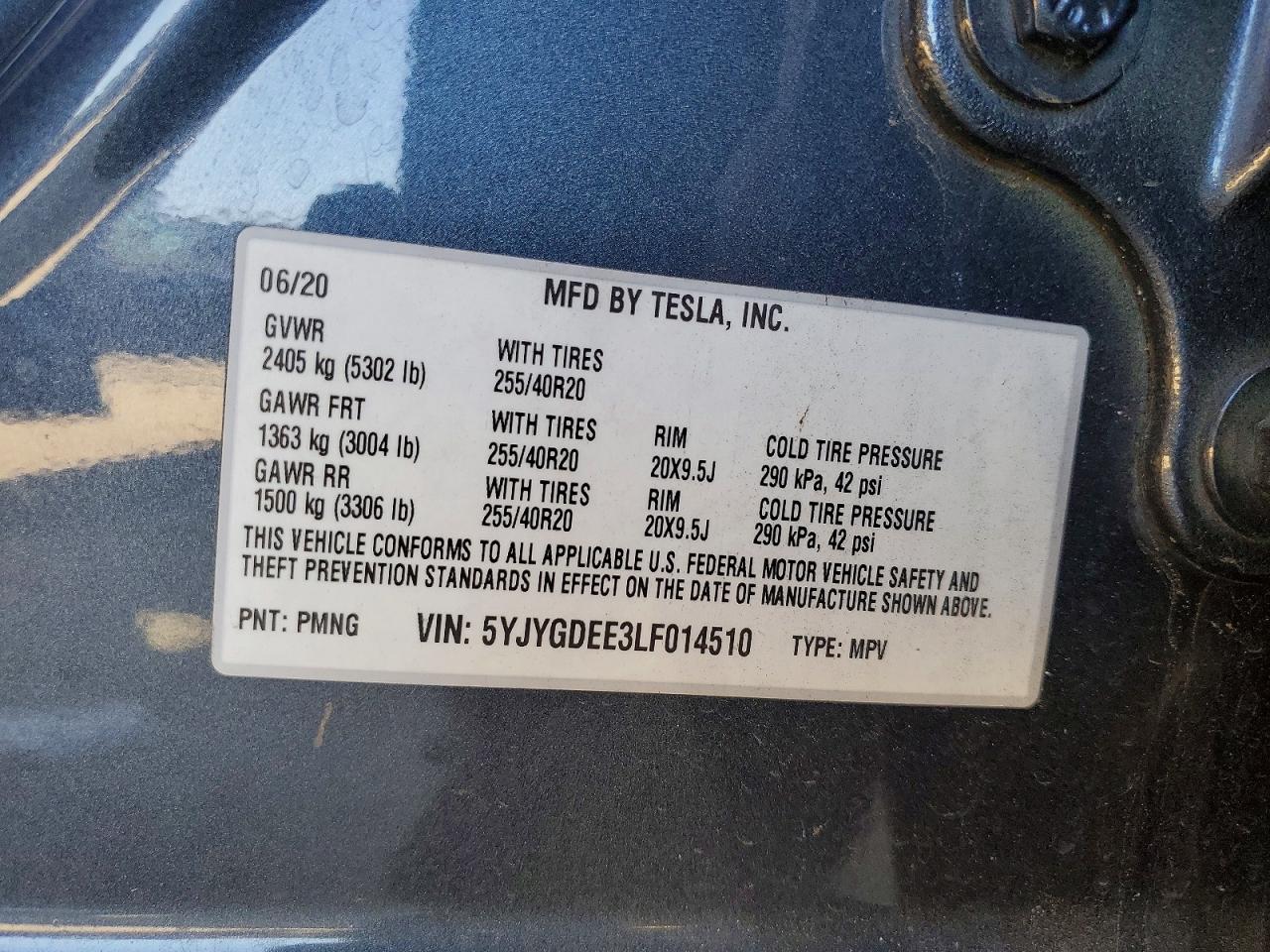 2020 TESLA MODEL Y