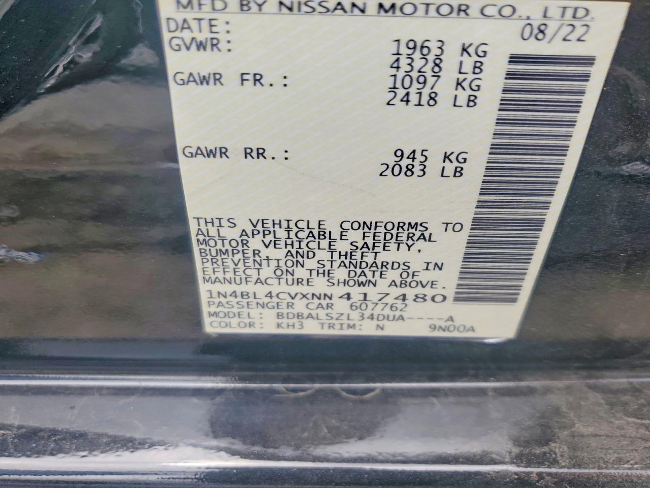 2022 NISSAN ALTIMA