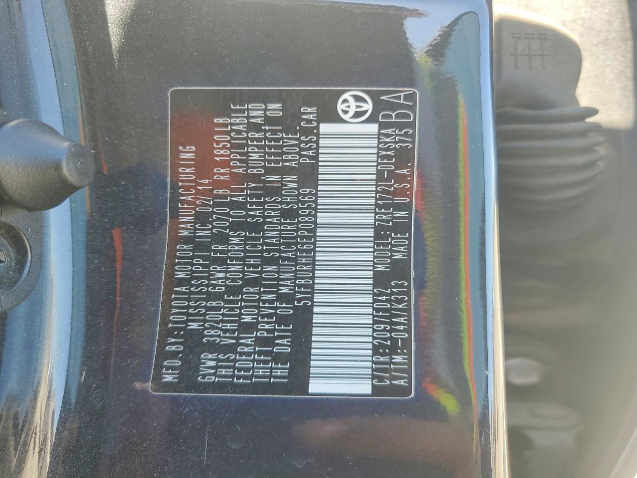 2014 TOYOTA COROLLA