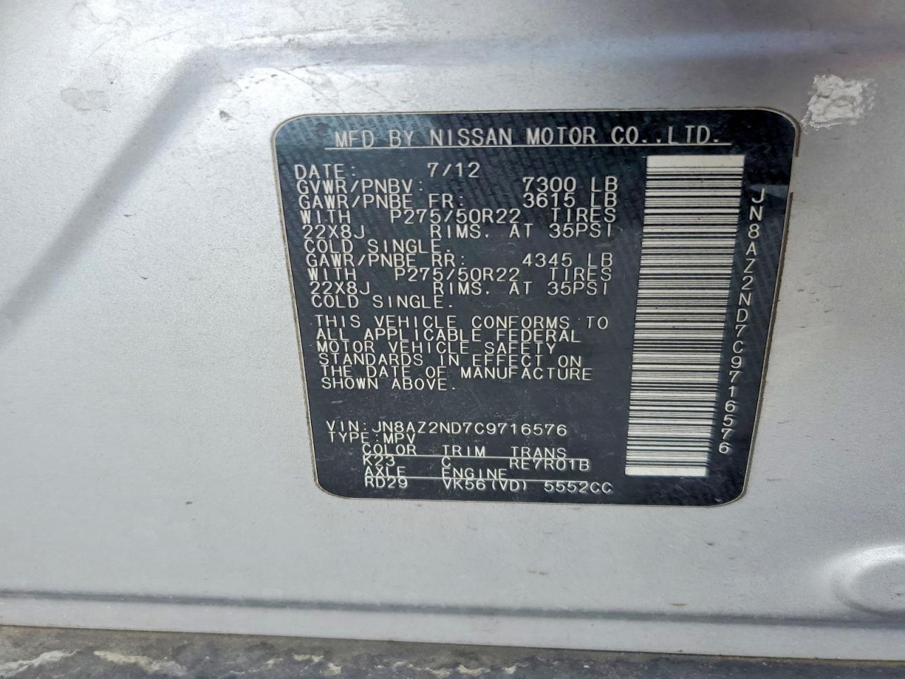 2012 INFINITI QX56 BASE