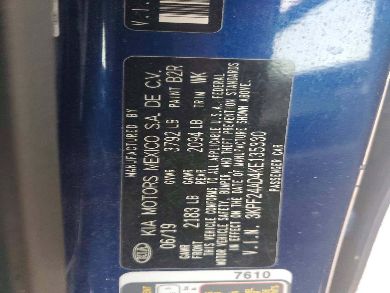 2019 KIA FORTE