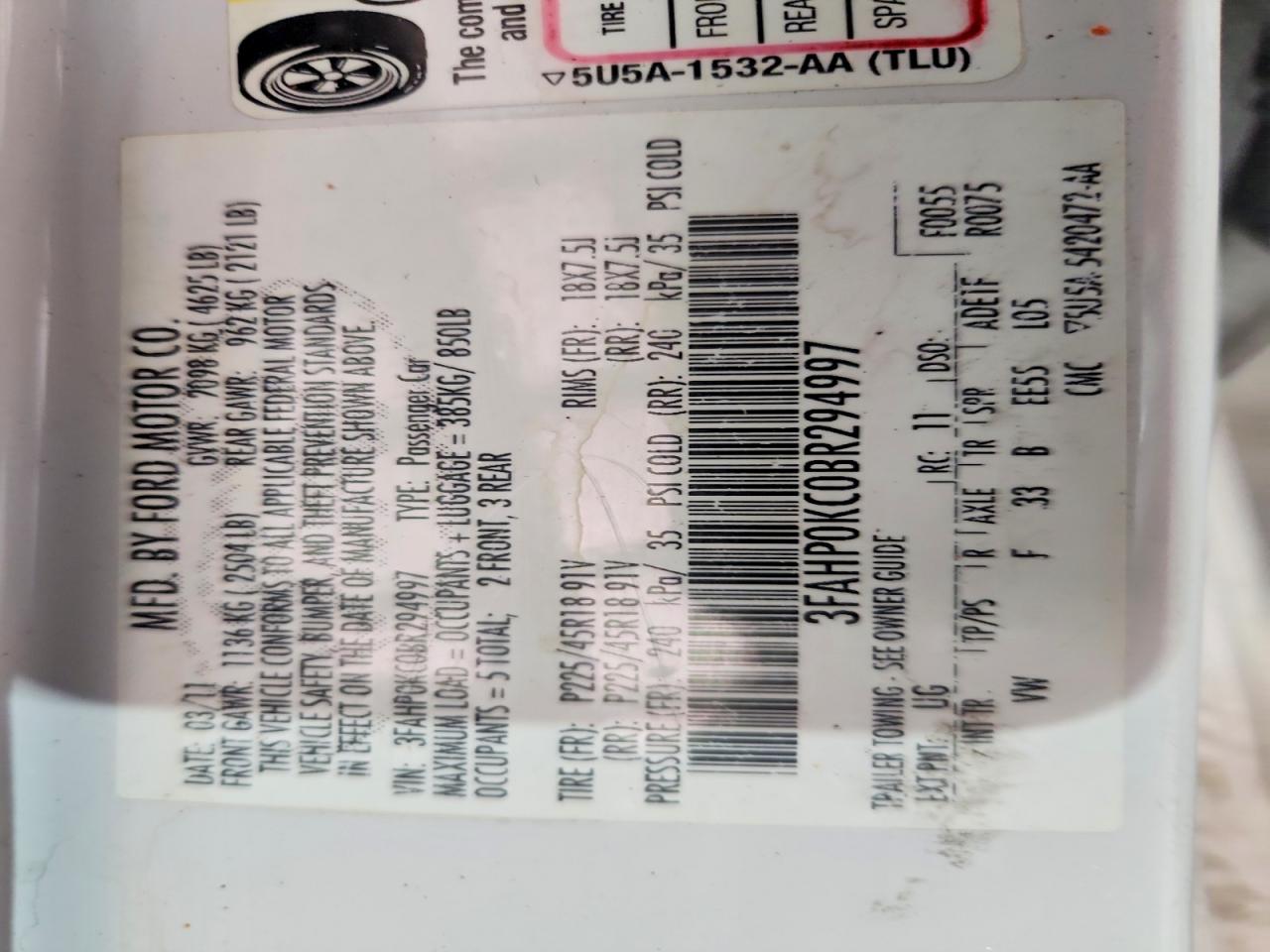 2011 FORD FUSION