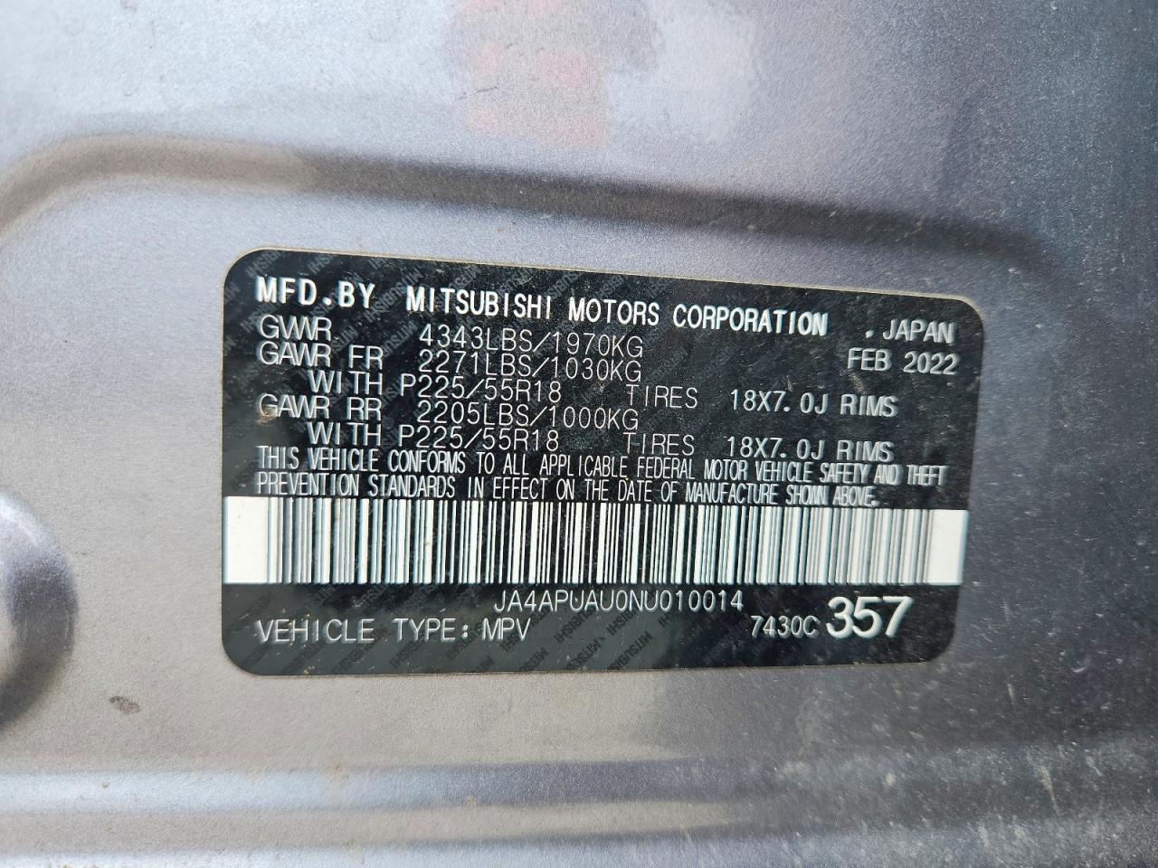 2022 MITSUBISHI OUTLANDER