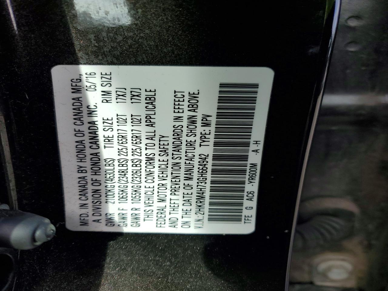 2016 HONDA CRV