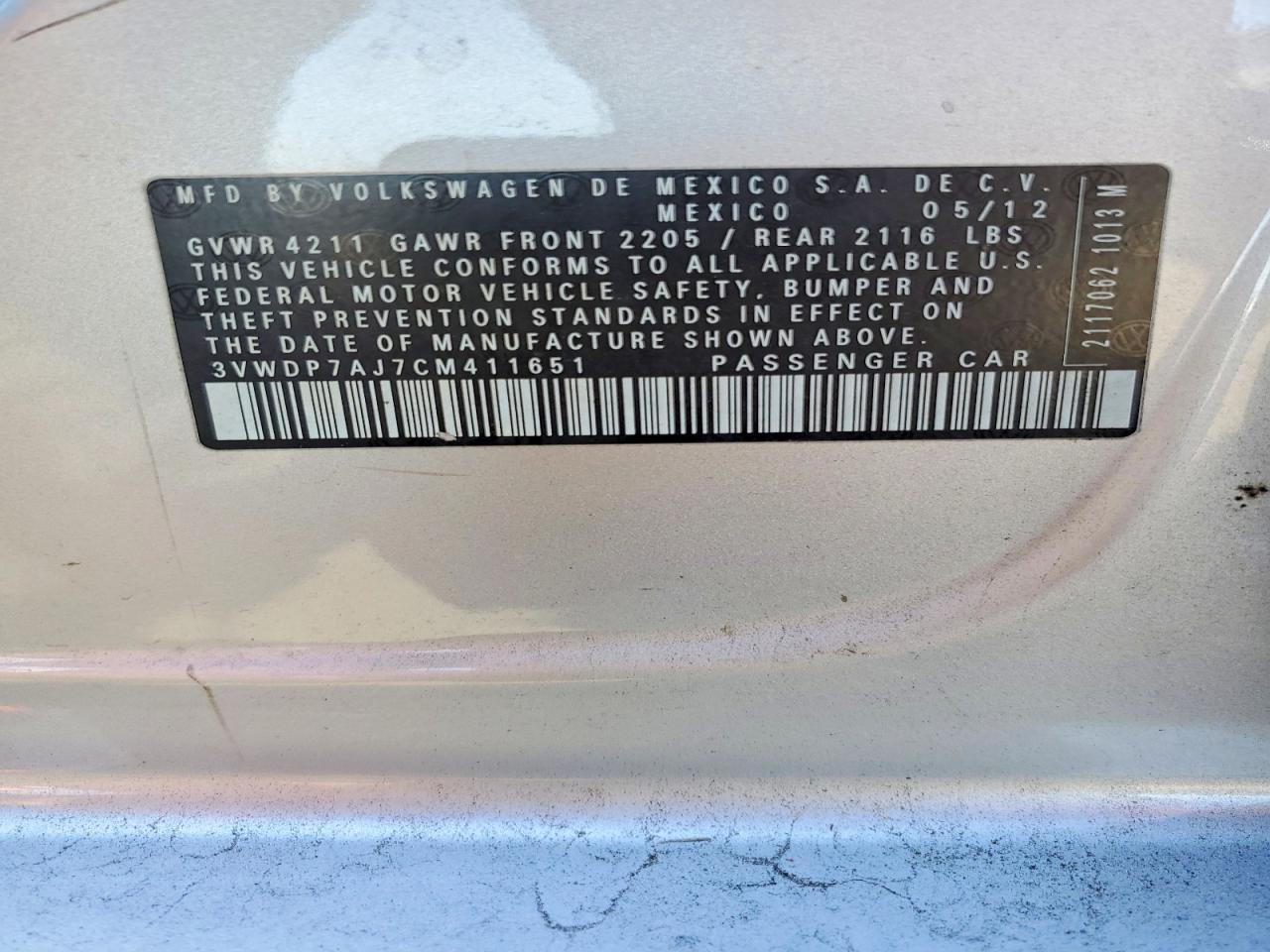 2012 VOLKSWAGEN JETTA