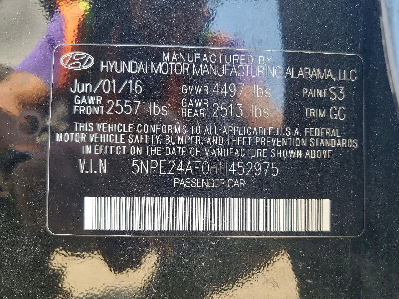 2017 HYUNDAI SONATA