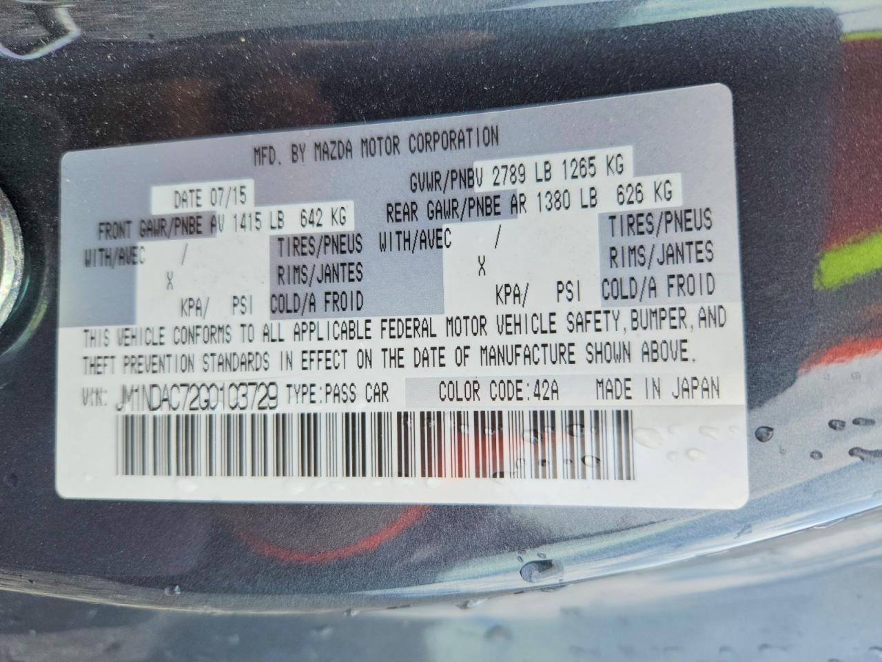 2016 MAZDA MX5