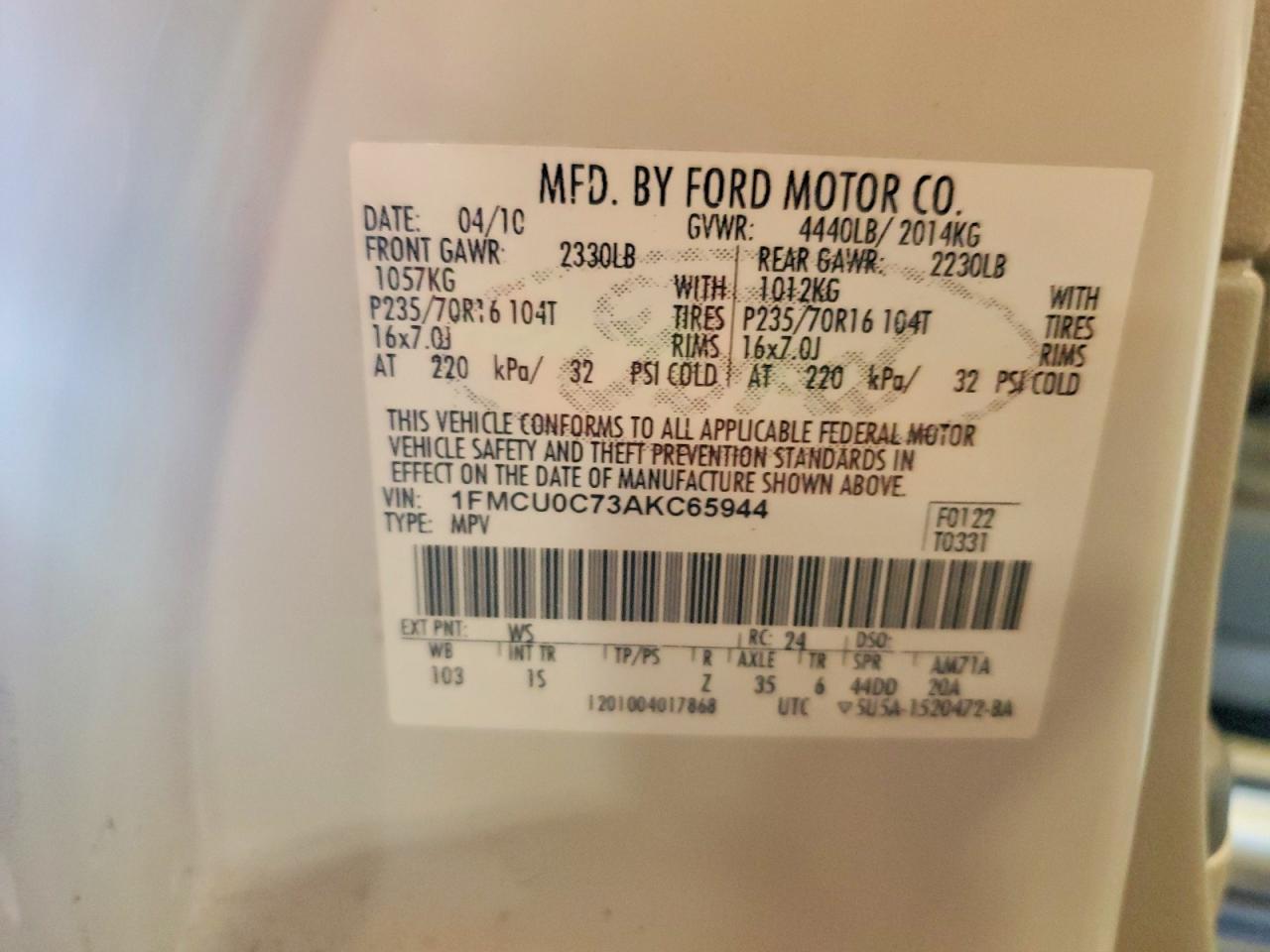 2010 FORD ESCAPE