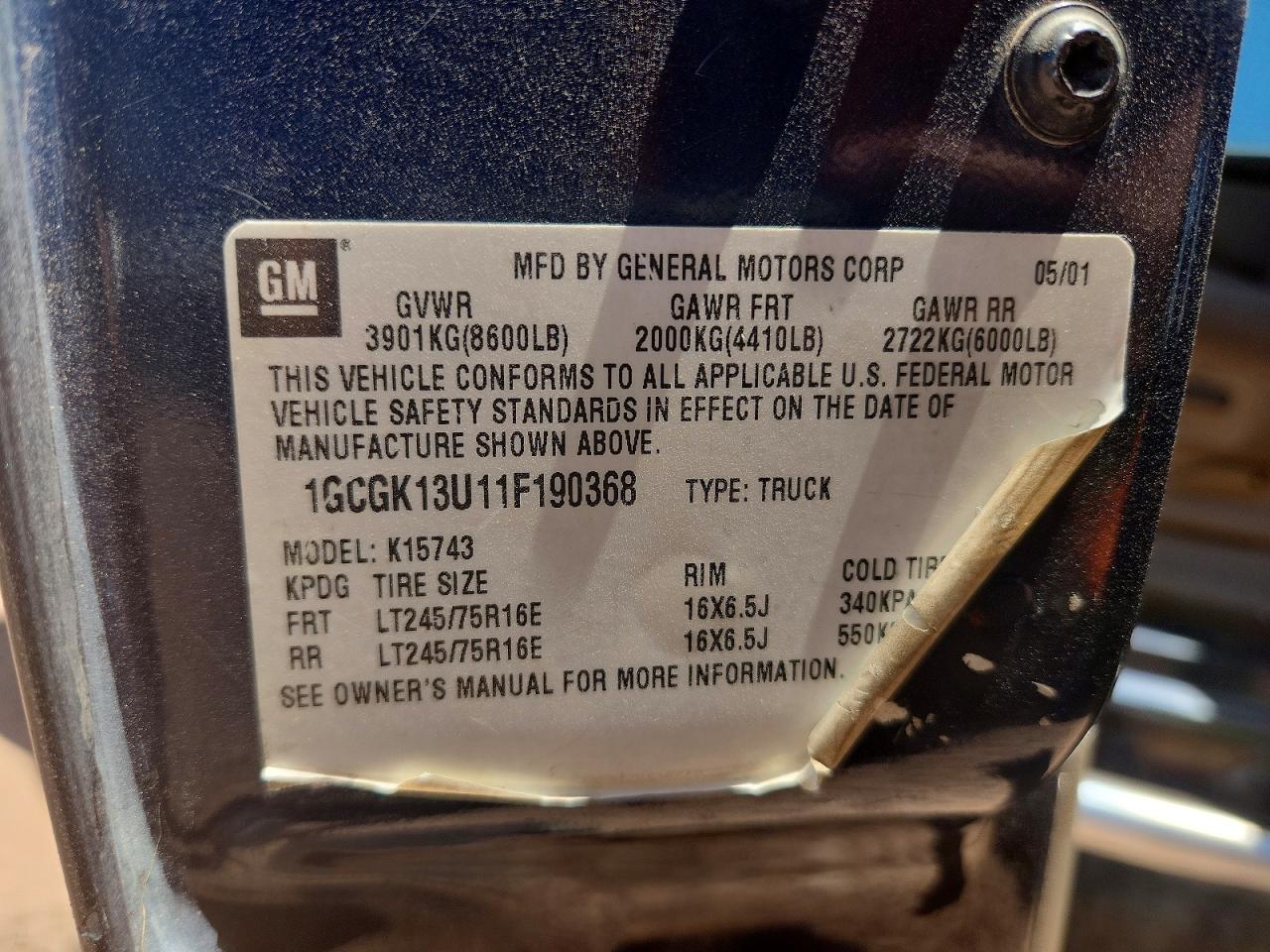 2001 CHEVROLET SILVERADO
