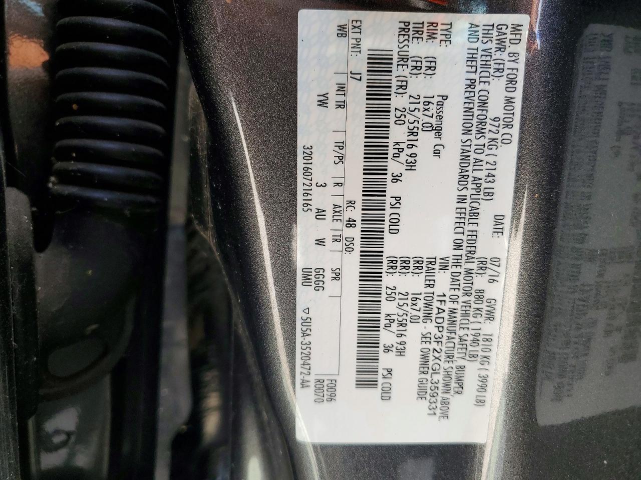 2016 FORD FOCUS