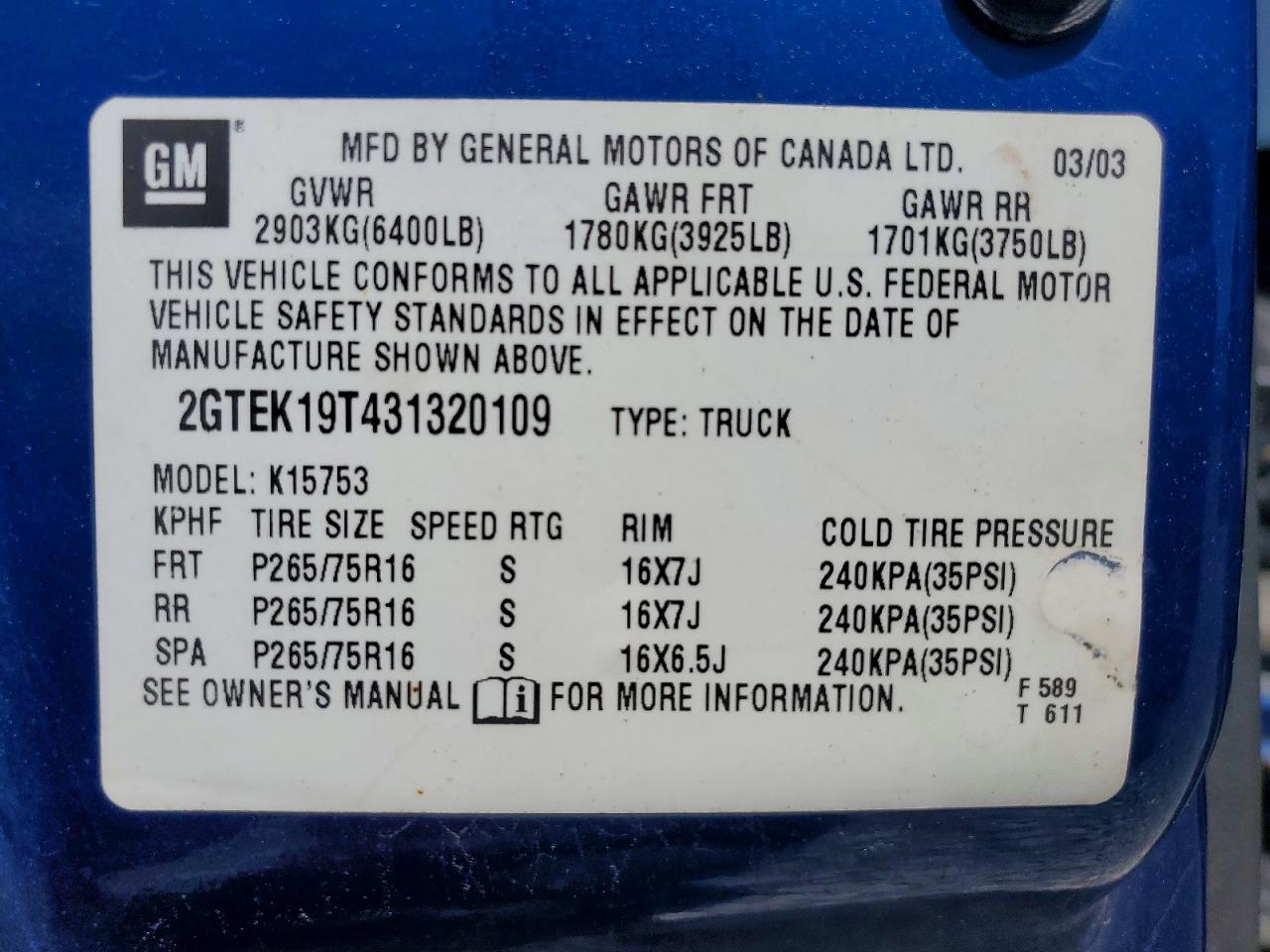 2003 GMC SIERRA