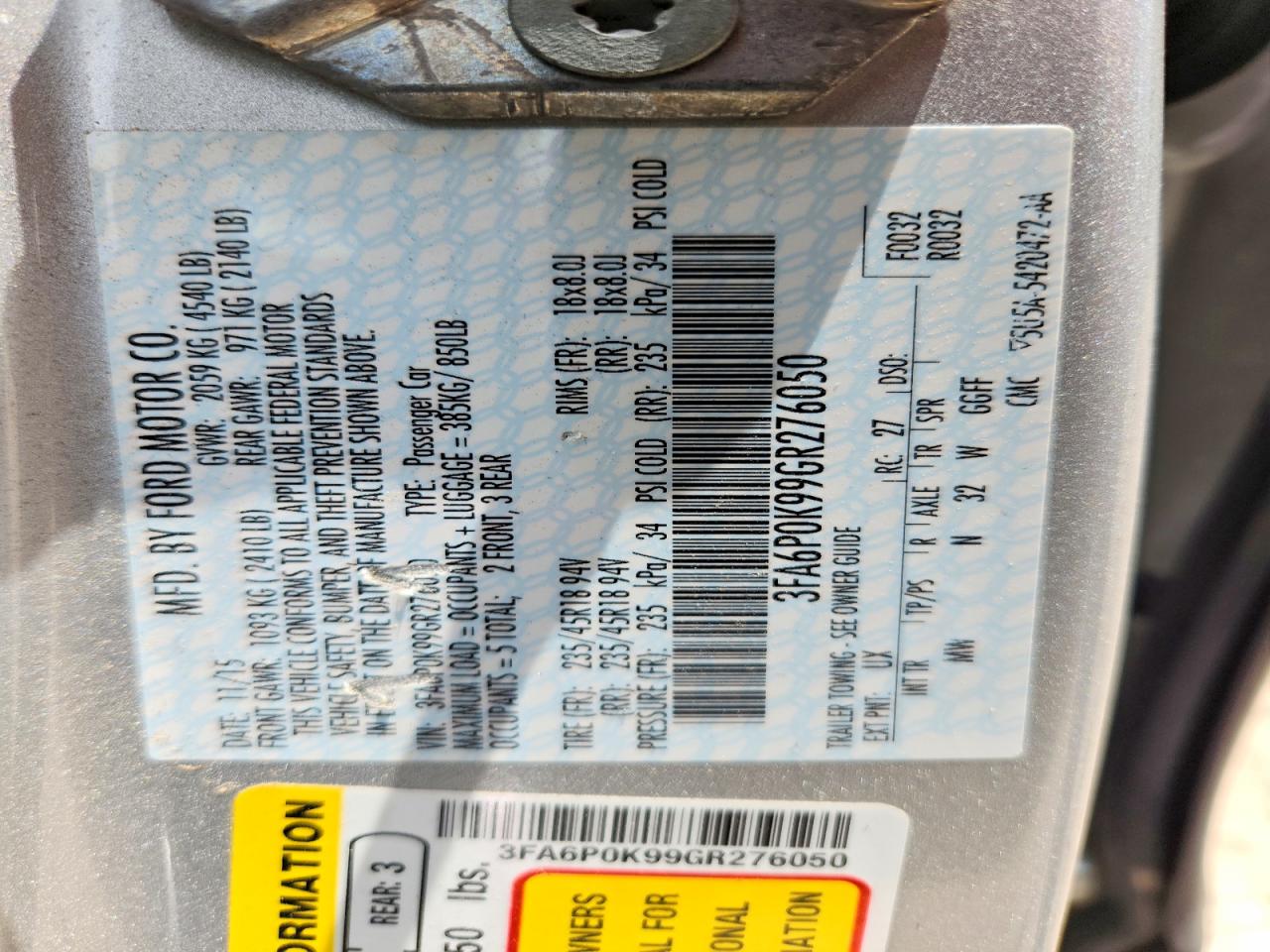 2016 FORD FUSION