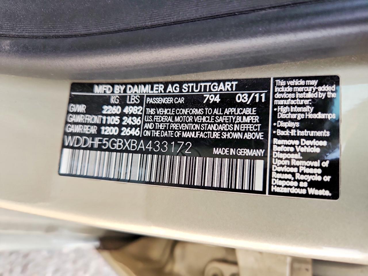 2011 MERCEDES-BENZ E-CLASS