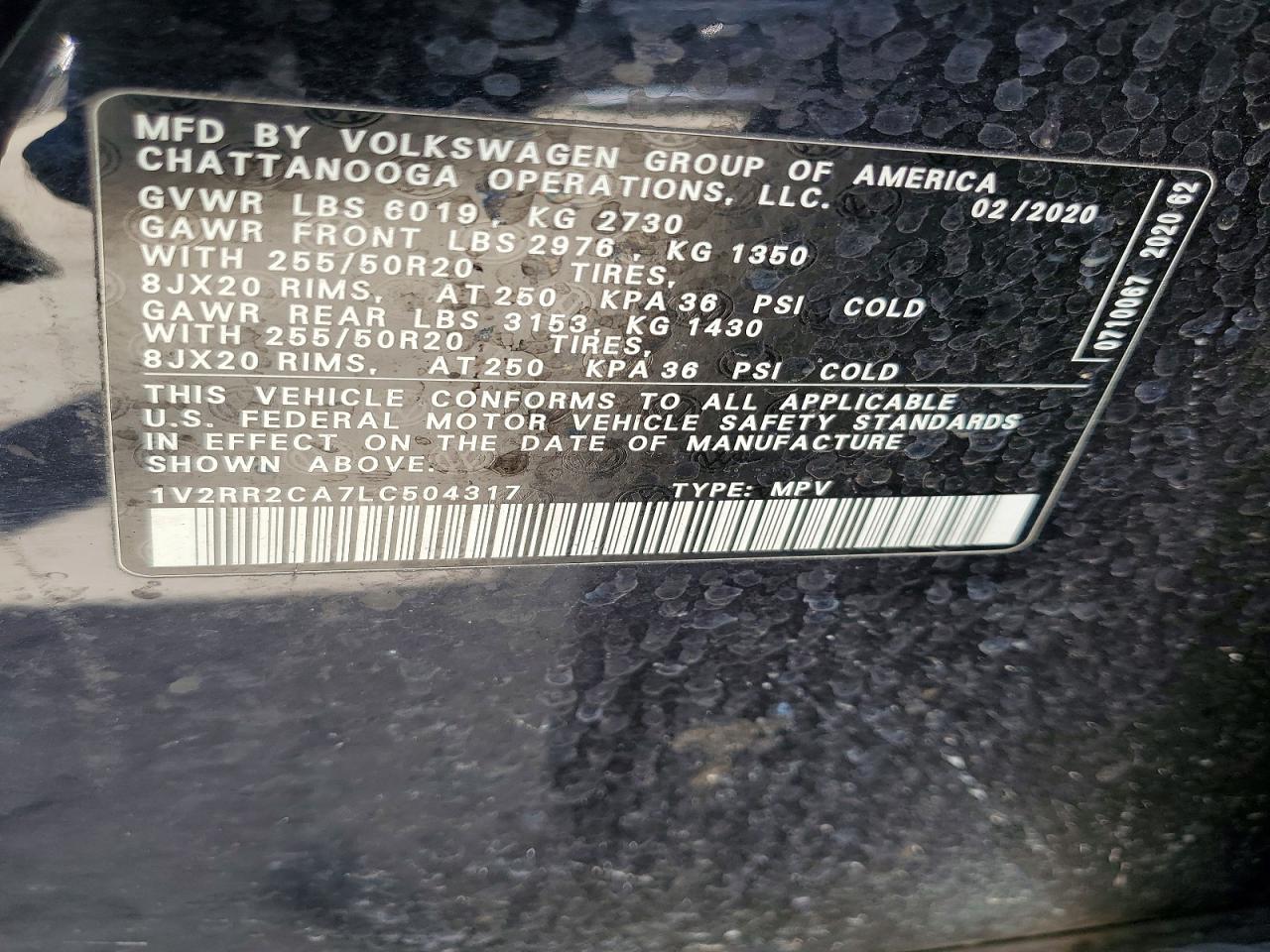 2020 VOLKSWAGEN ATLAS