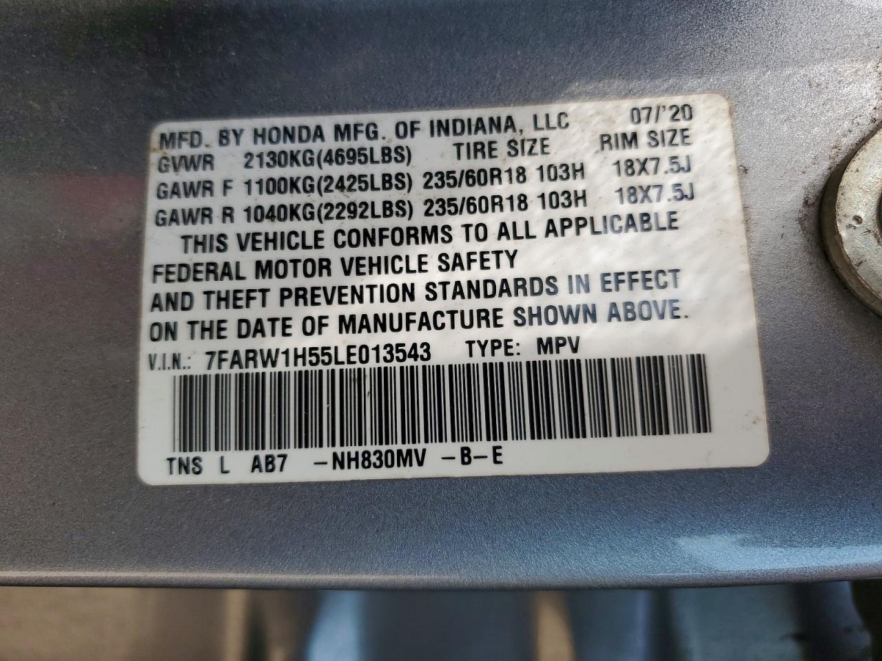 2020 HONDA CRV