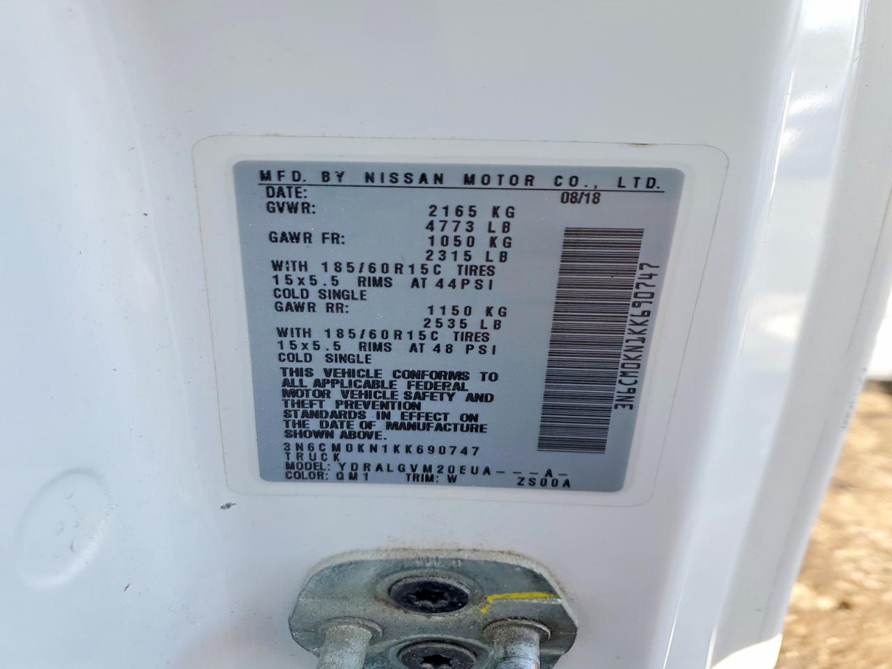 2019 NISSAN NV200 SV