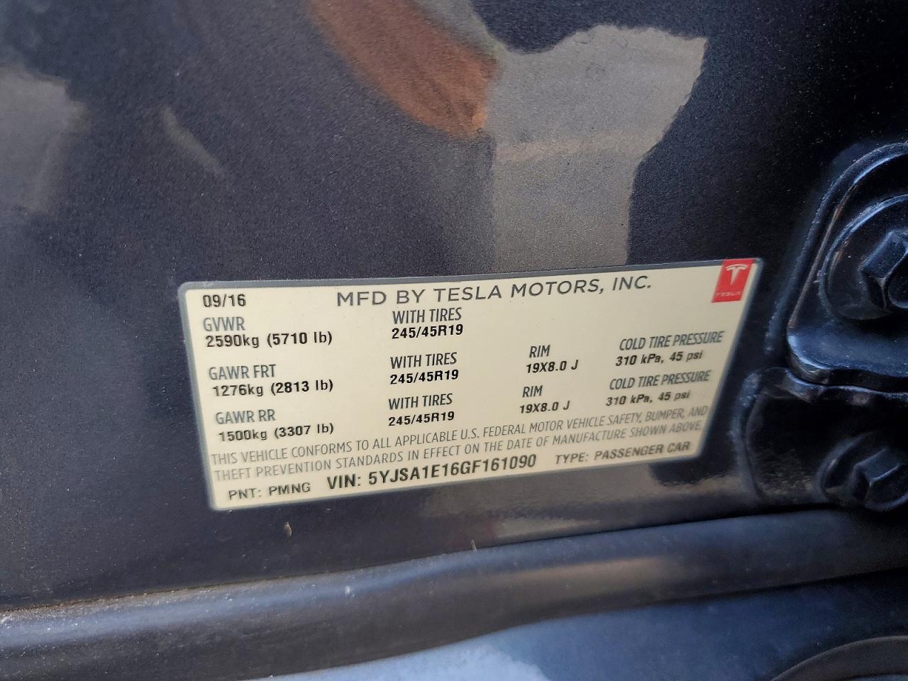 2016 TESLA MODEL S