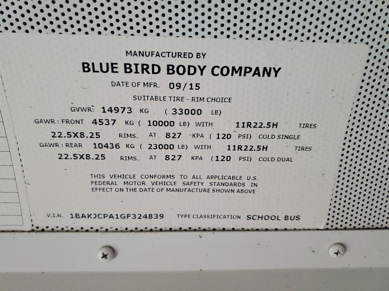2016 BLUBIRD ALL OTHER
