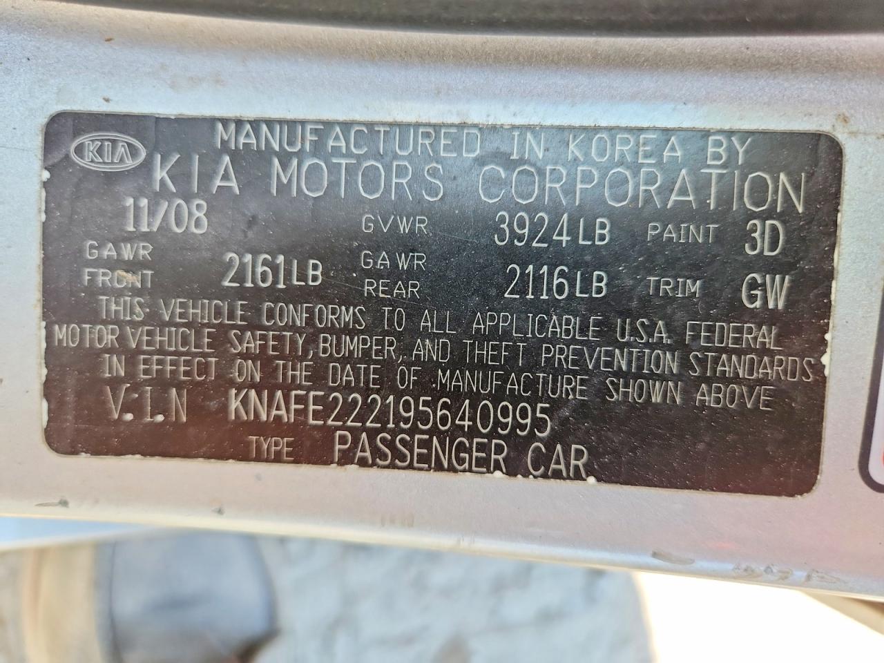 2009 KIA SPECTRA