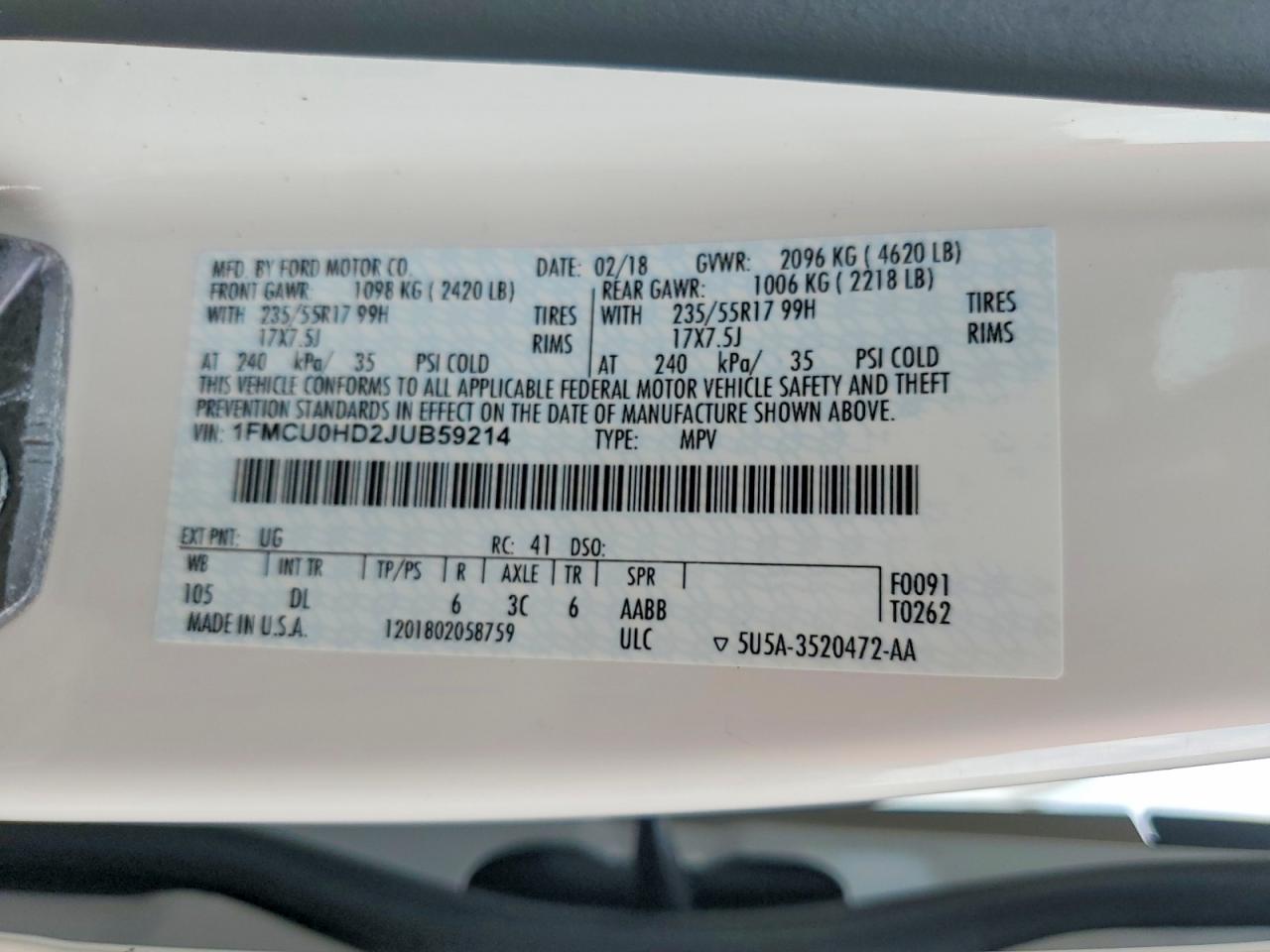 2018 FORD ESCAPE