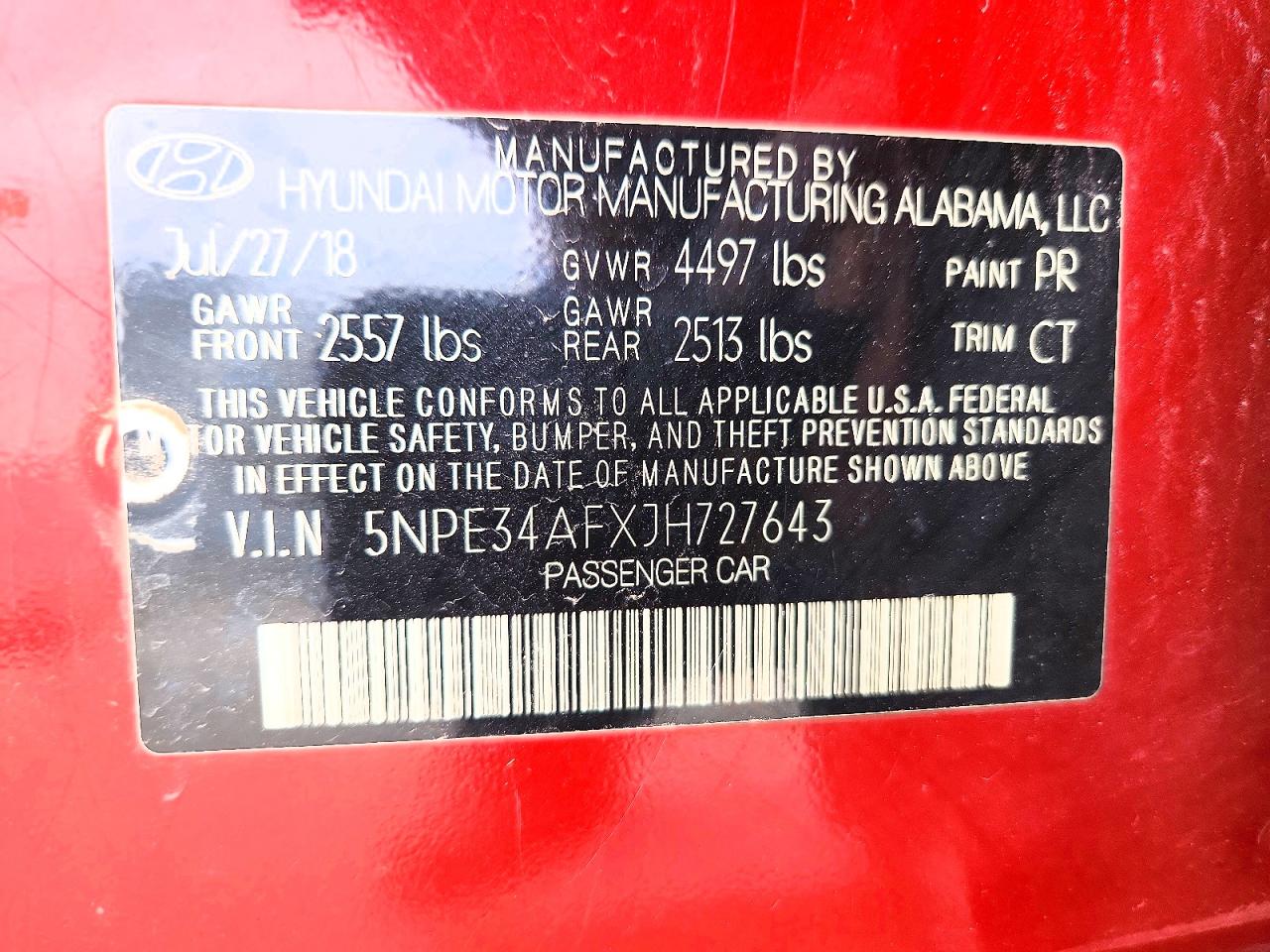 2018 HYUNDAI SONATA