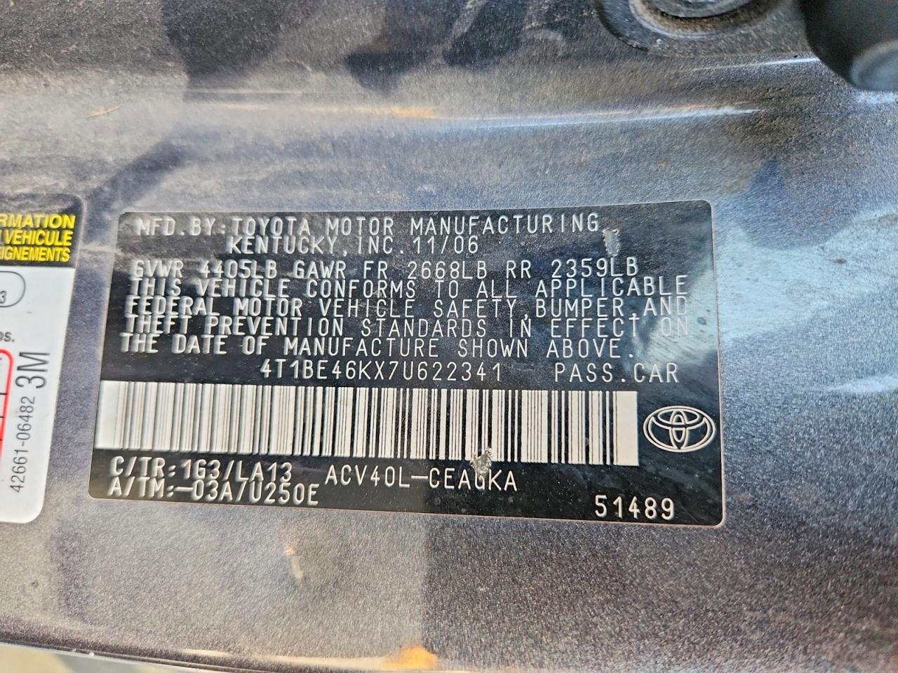 2007 TOYOTA CAMRY