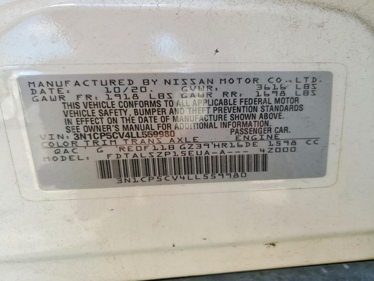 2020 NISSAN KICKS SV