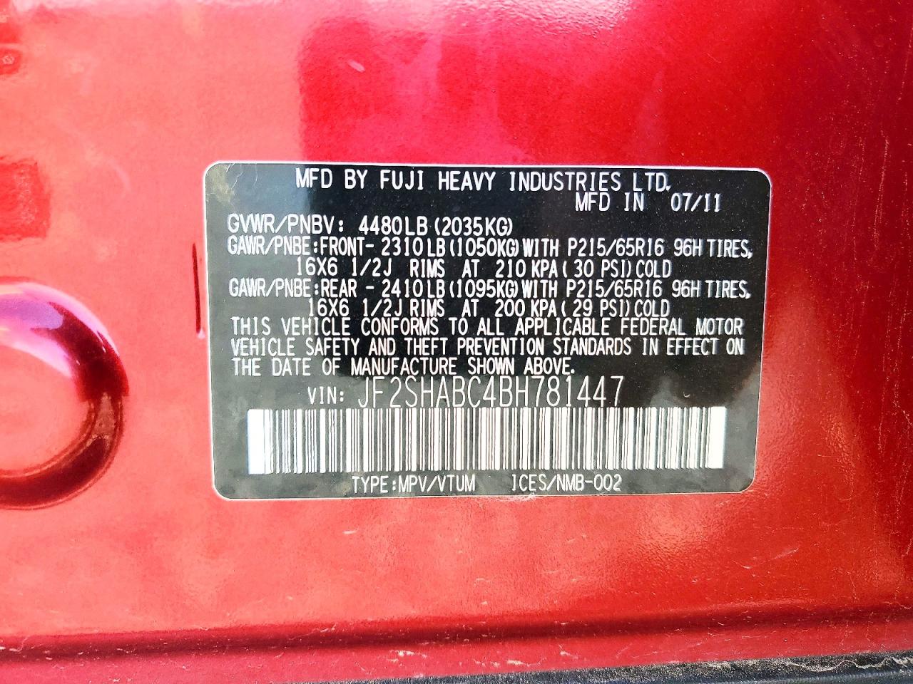 2011 SUBARU FORESTER
