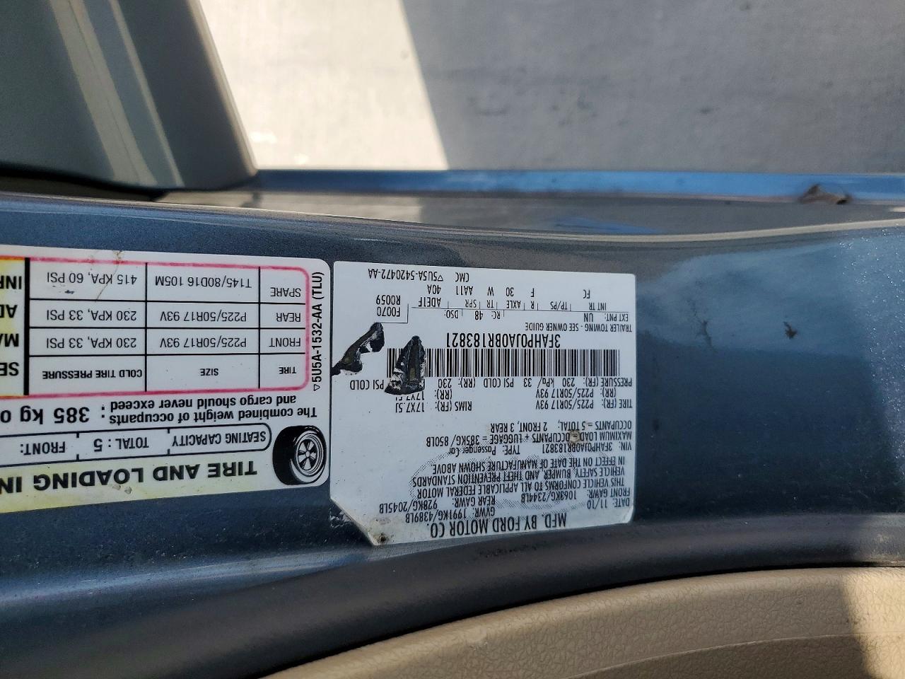 2011 FORD FUSION
