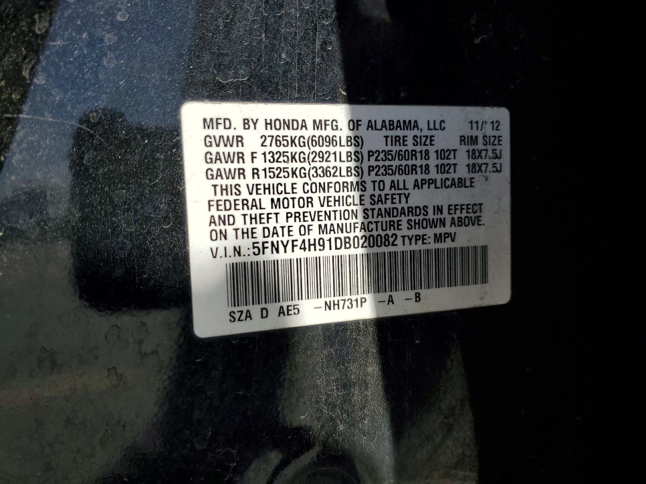 2013 HONDA PILOT