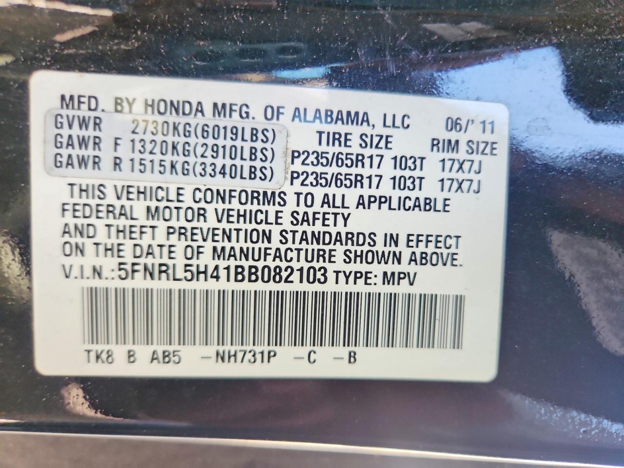 2011 HONDA ODYSSEY