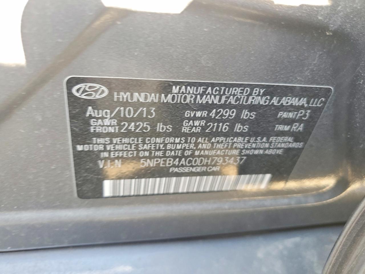 2013 HYUNDAI SONATA