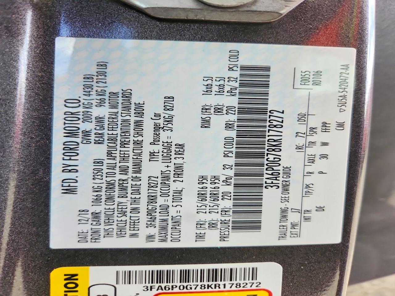 2019 FORD FUSION