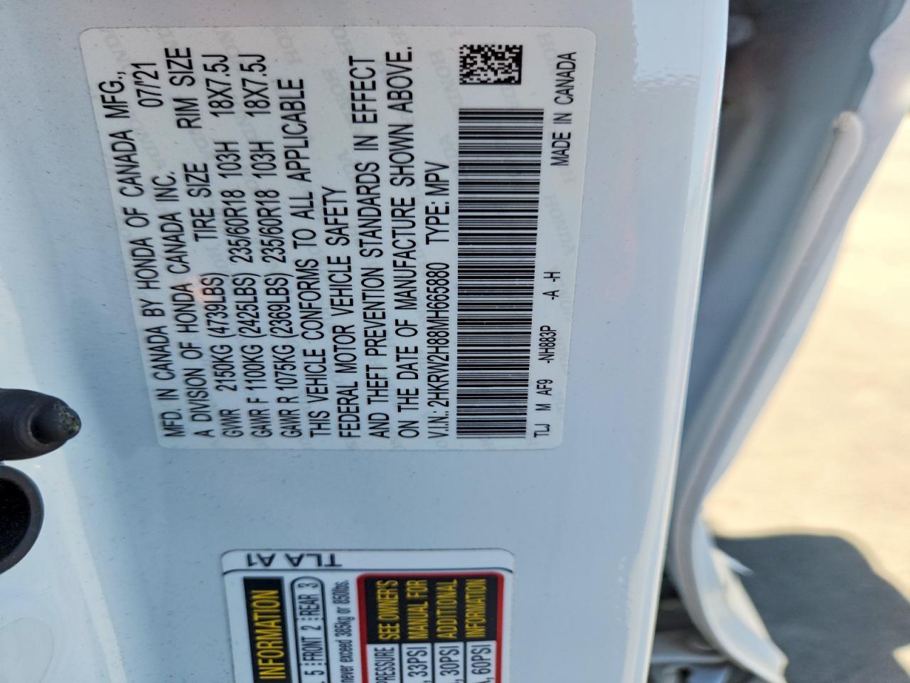 2021 HONDA CRV