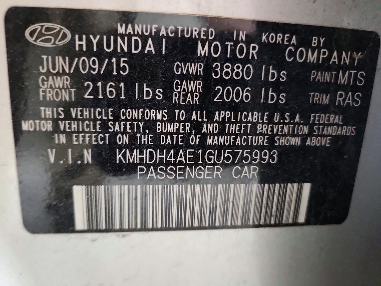 2016 HYUNDAI ELANTRA