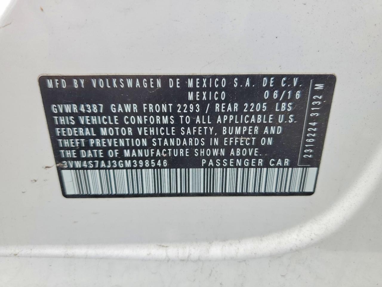 2016 VOLKSWAGEN JETTA