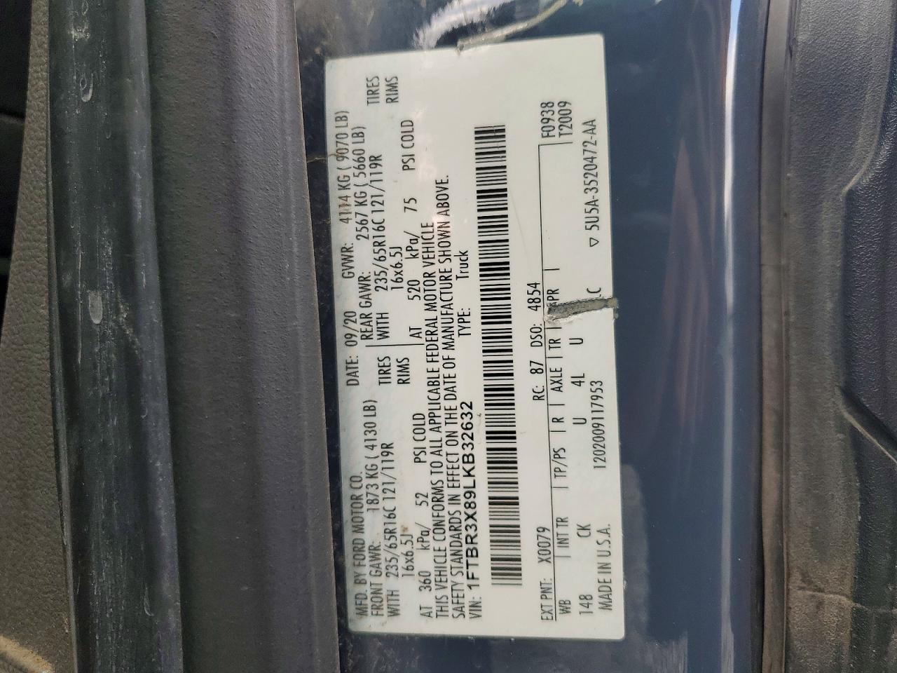 2020 FORD TRANSIT