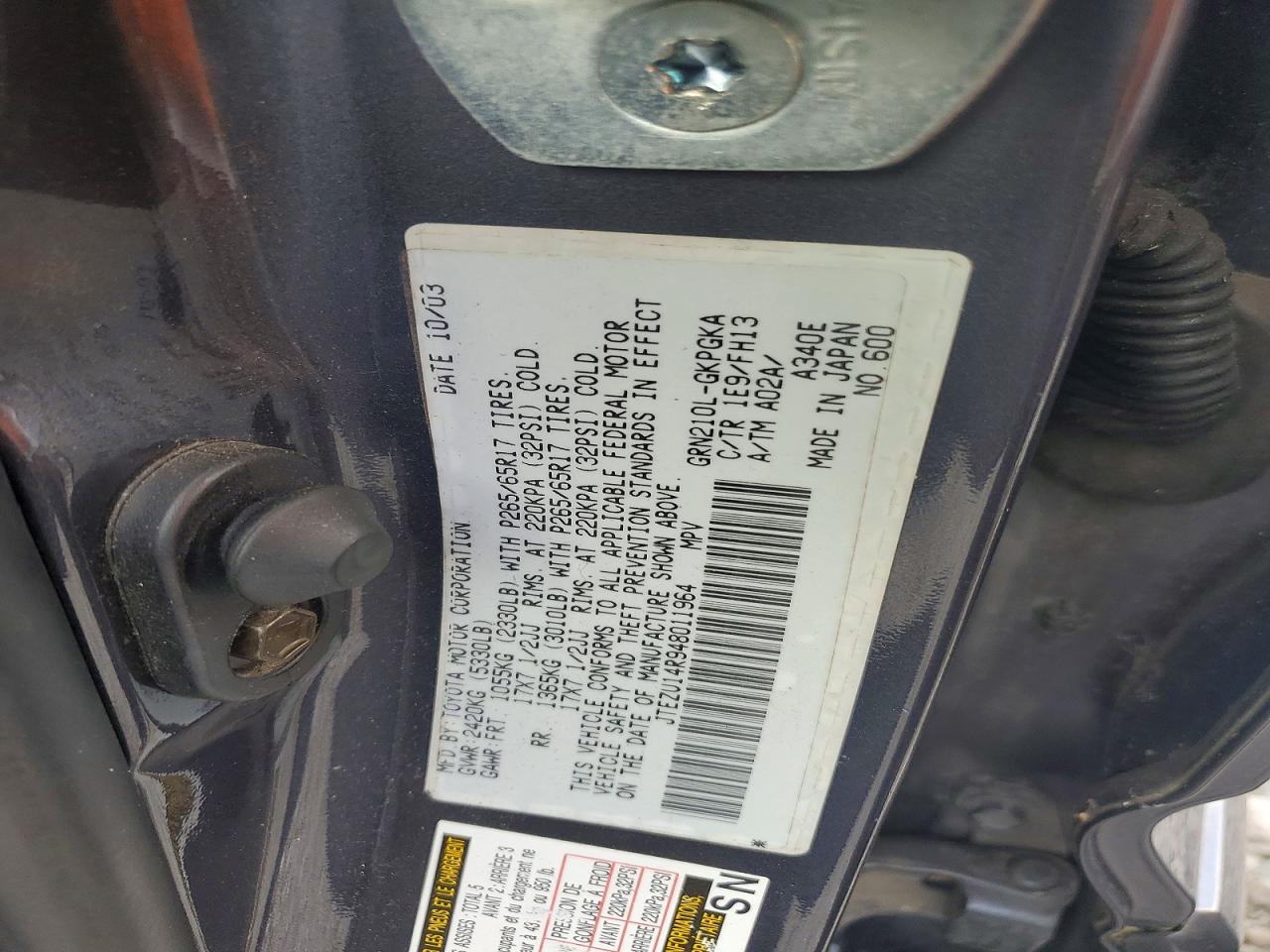 2004 TOYOTA 4RUNNER