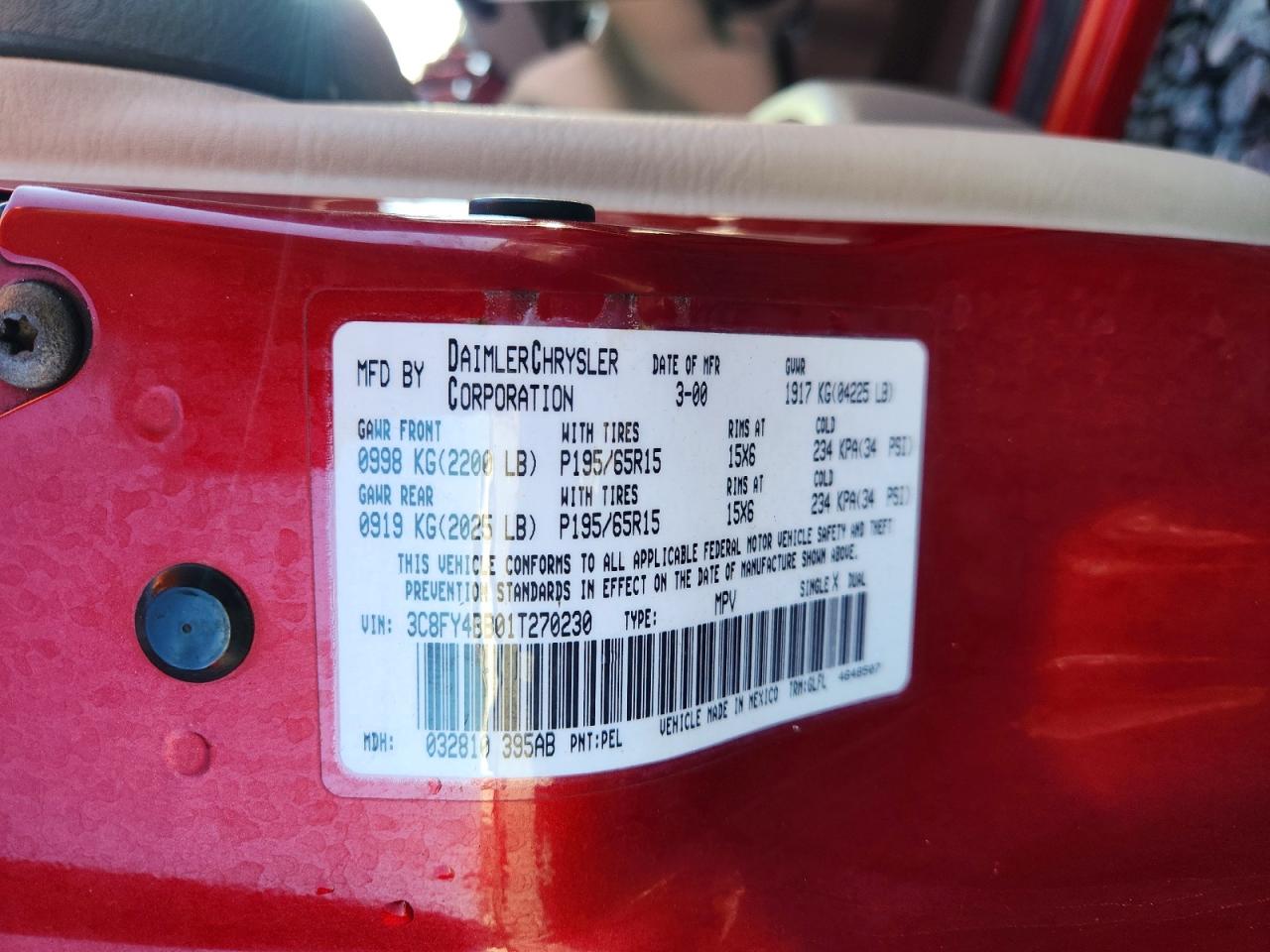 2001 CHRYSLER PT CRUISER