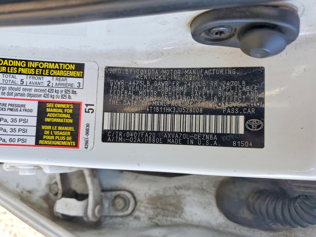 2018 TOYOTA CAMRY