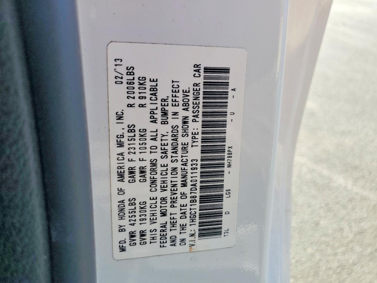 2013 HONDA ACCORD