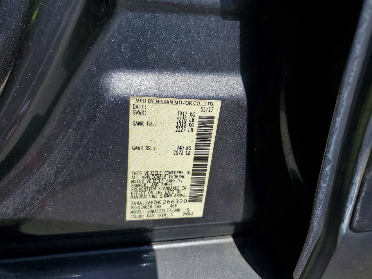 2017 NISSAN ALTIMA