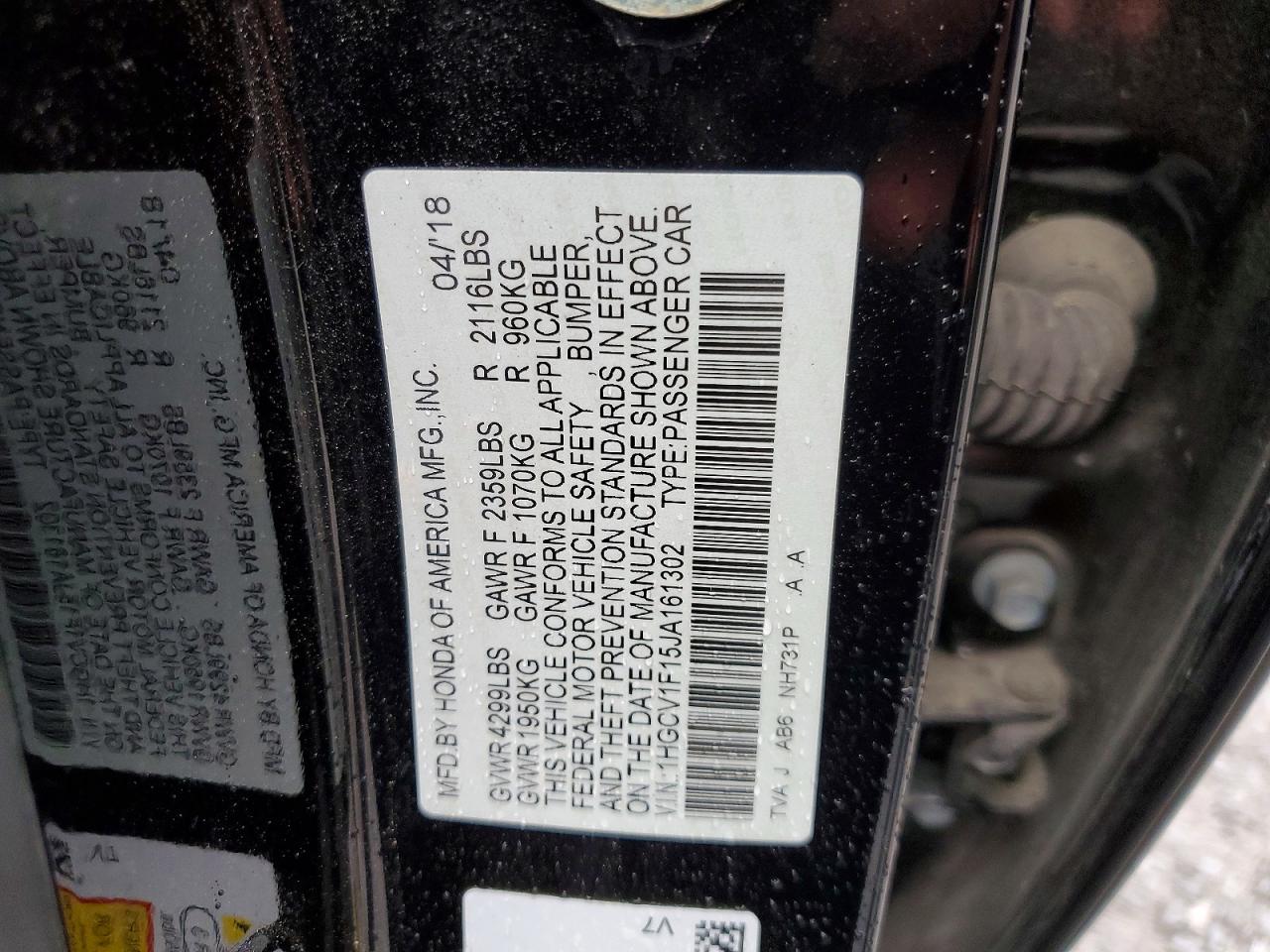 2018 HONDA ACCORD