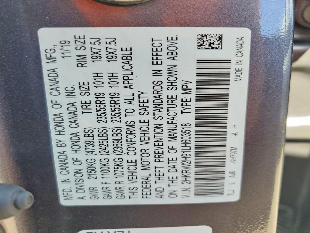 2020 HONDA CRV