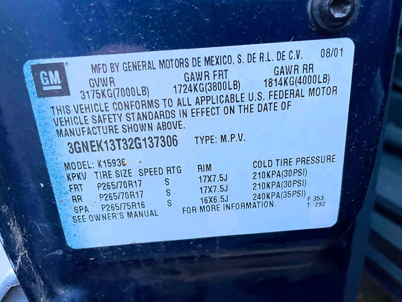2002 CHEVROLET AVALANCHE