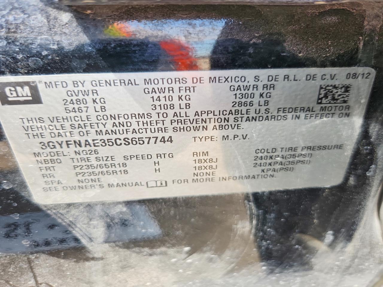 2012 CADILLAC SRX