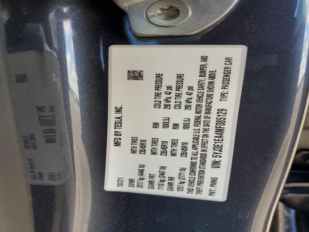 2021 TESLA MODEL 3