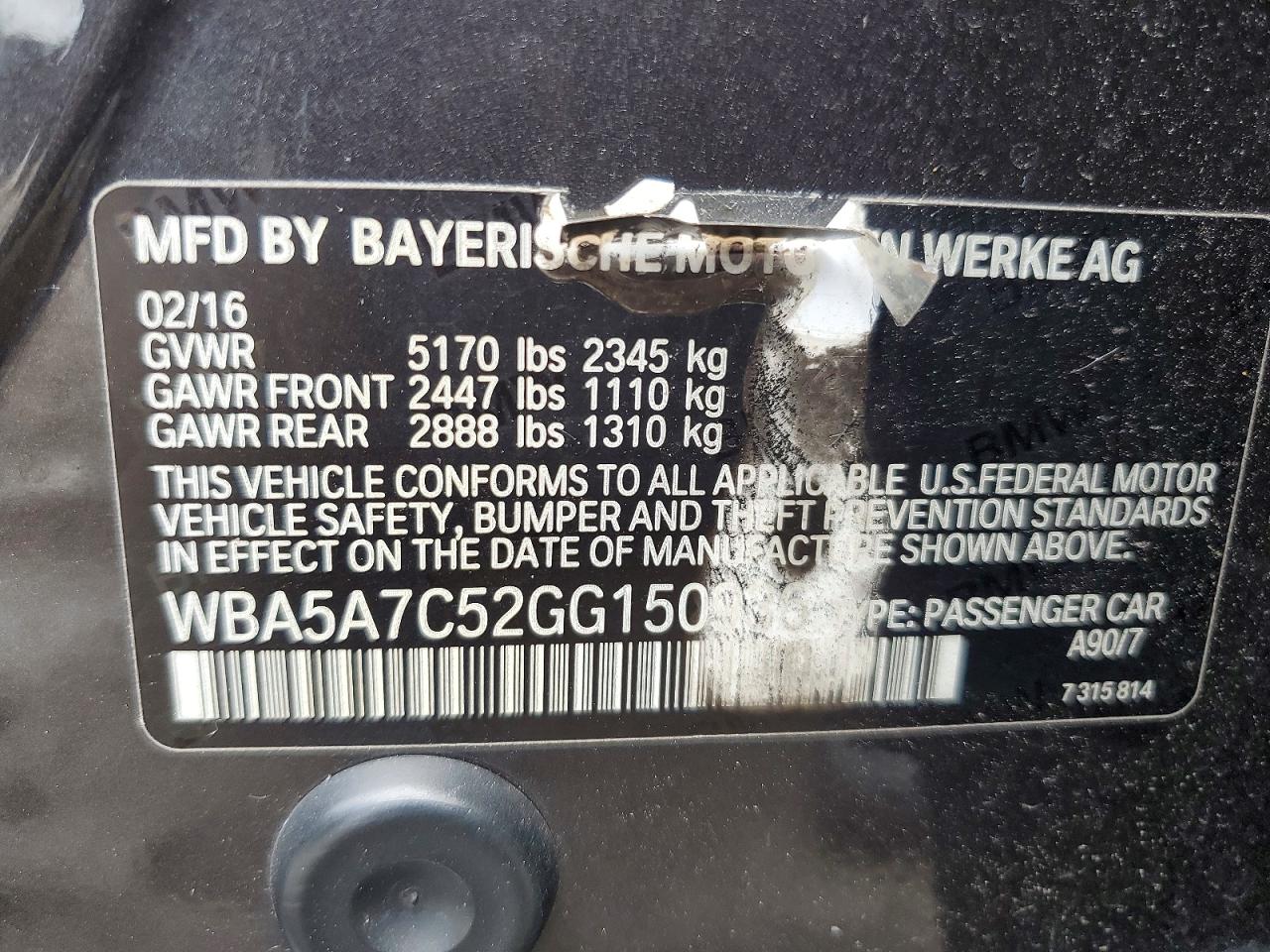 2016 BMW 5 SERIES