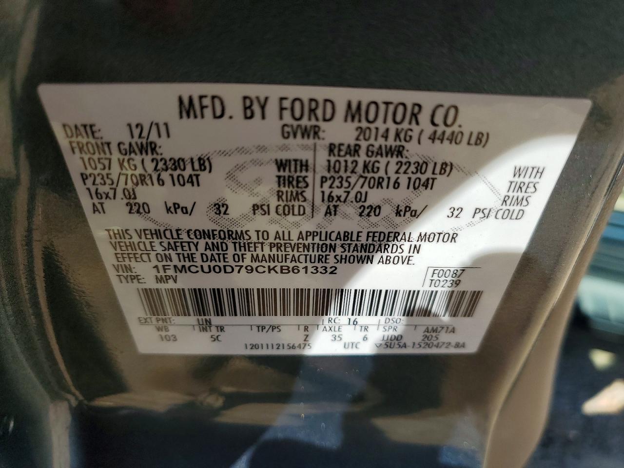 2012 FORD ESCAPE